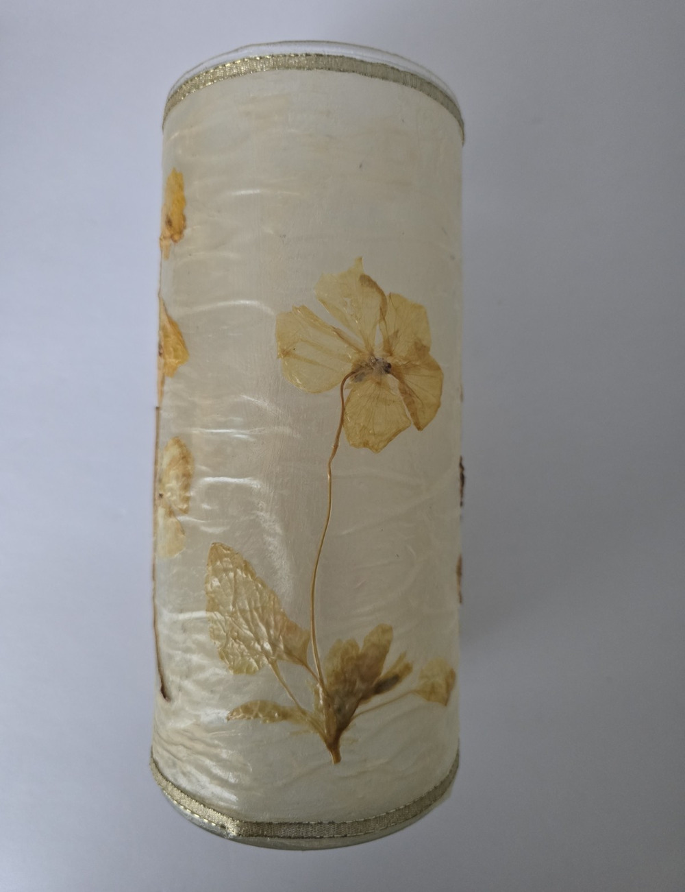 Vintage Terrain-Style Pressed Floral Stems Glass Candle Holder/Hurricane Vasea